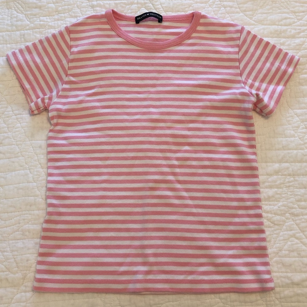 nwot BRANDY MELVILLE pink striped shirt